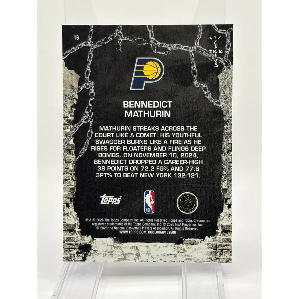 2025 Topps Chrome Cactus Jack Bennedict Mathurin Aqua Refractor 145/199 Pacers